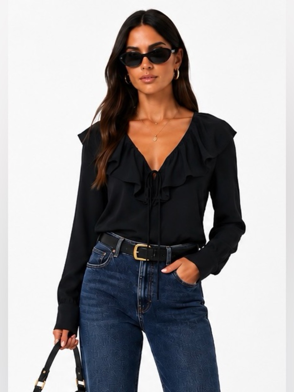 J.Crew Goldie top in satin in black